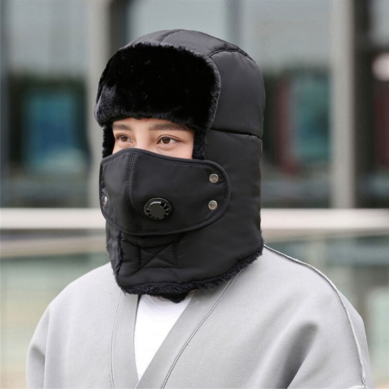3 in 1 Unisex Winter Trapper Fur Style Hat With Mask