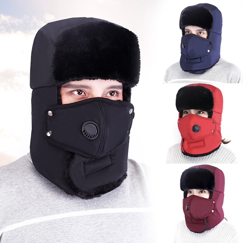 3 in 1 Unisex Winter Trapper Fur Style Hat With Mask