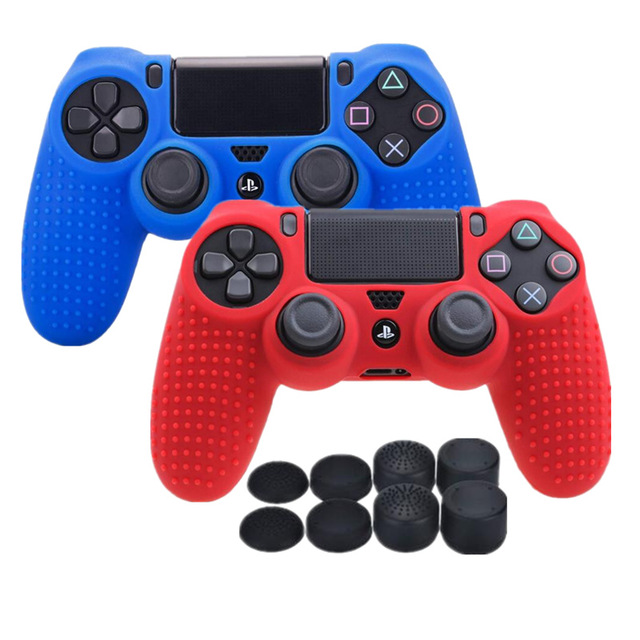 Anti-Slip Silicone Cover for PS4 /Slim/PRO Controller +  8 x PRO Thumb Grips