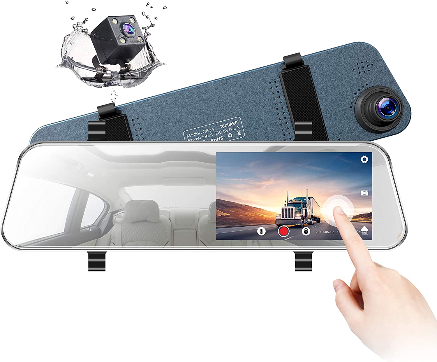 HD 1080P - Touch Screen  5 LCD Mirror Dash Cam