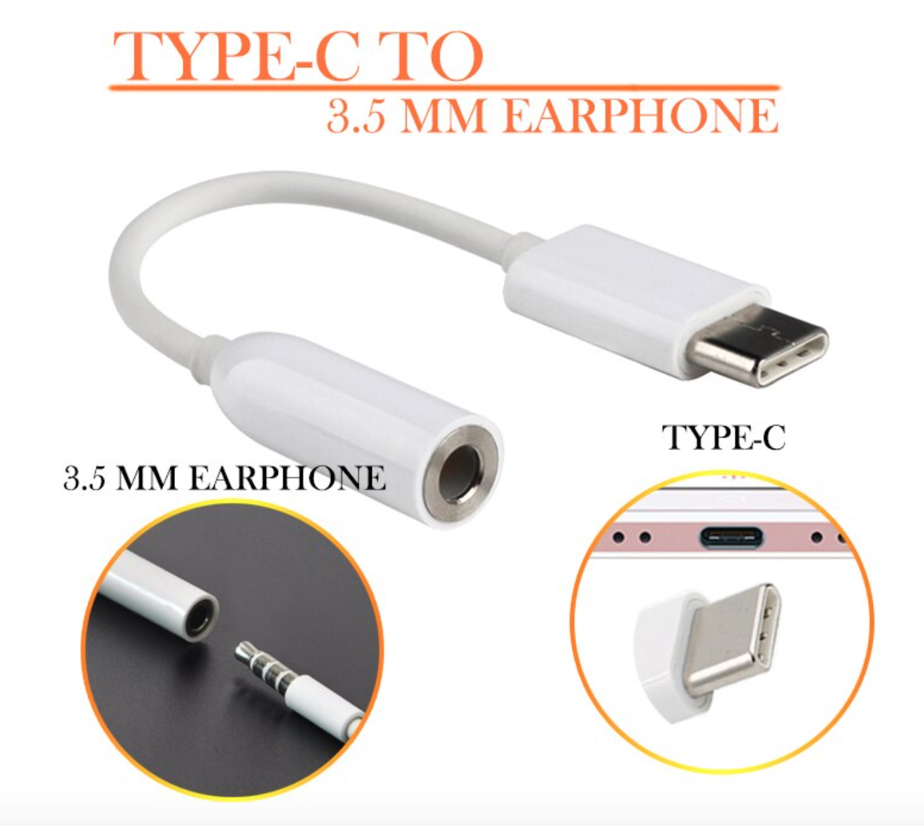 Type-C USB-C To 3.5mm Audio Jack Cable Adapter Convertor