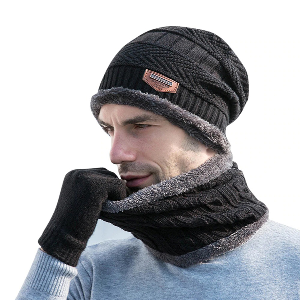 Warm Winter Set - Knit Beanie Hat + Neck Warmer Mask