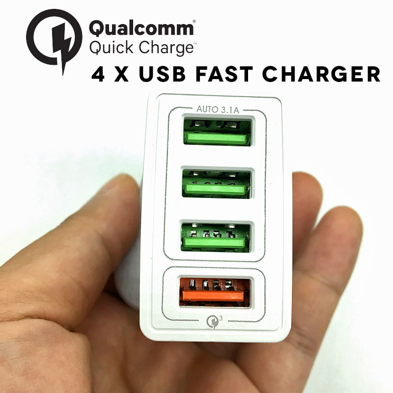 4 x USB Fast Wall Charger Qualcomm 3.0
